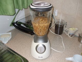 Soy beans in blender prior to whizzing